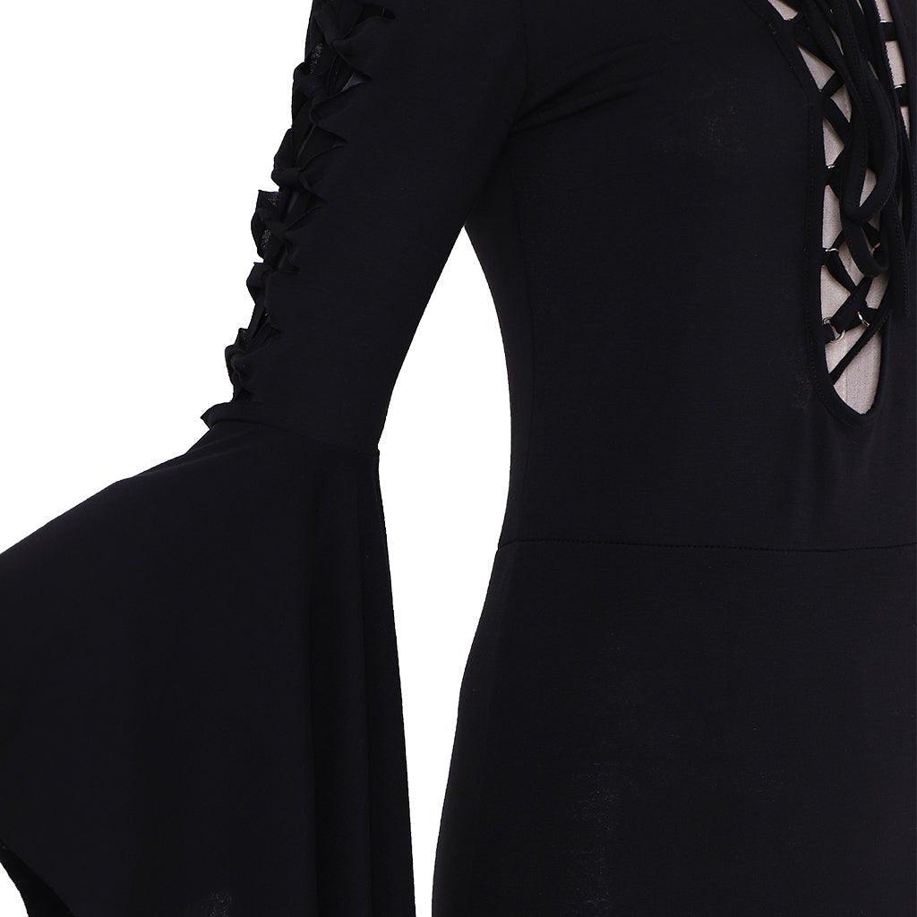 Morticia Addams Costume Dress | Gothic Vintage Floor - Length Cosplay for Halloween, Themed Parties & TV Show Fans - Coscosmos