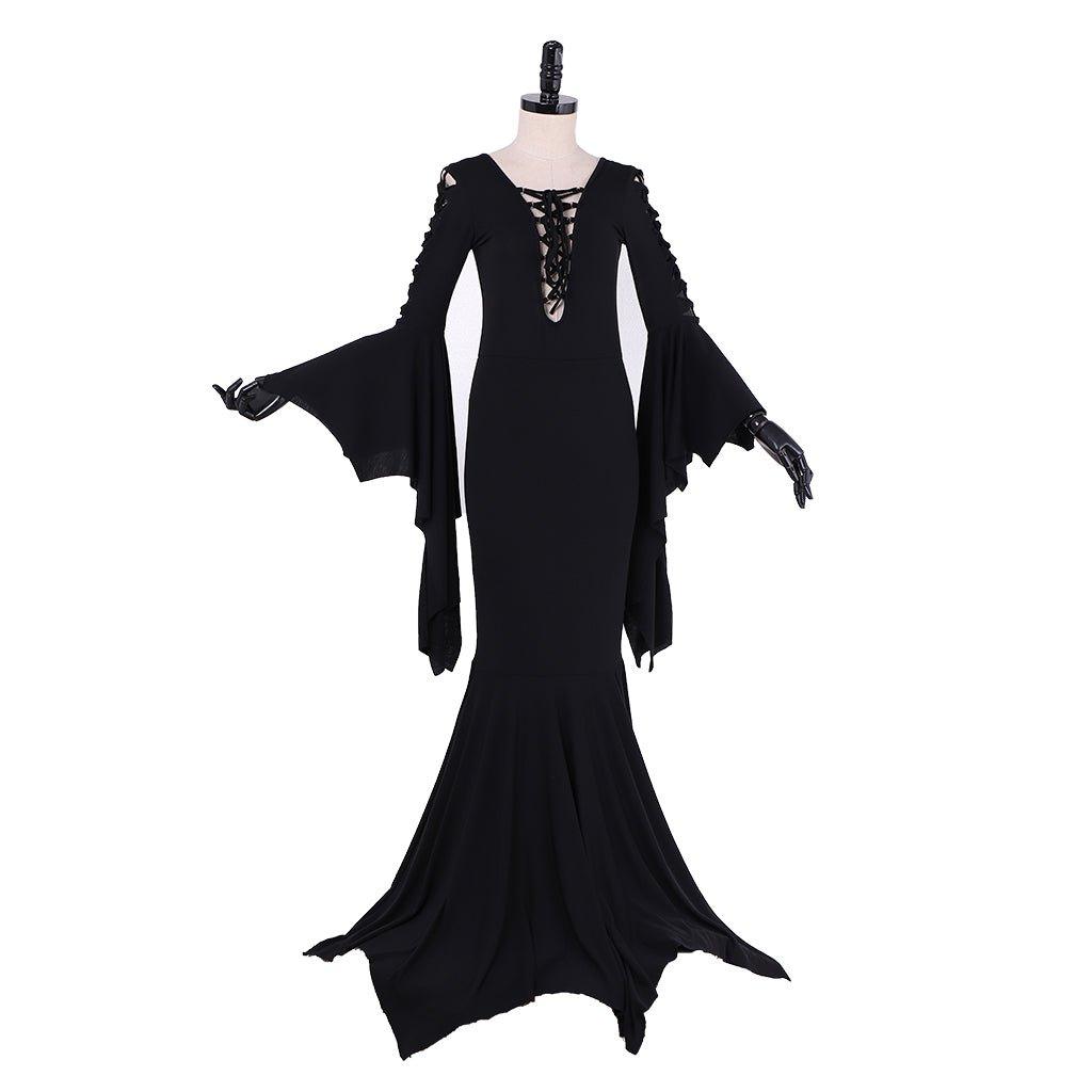 Morticia Addams Costume Dress | Gothic Vintage Floor - Length Cosplay for Halloween, Themed Parties & TV Show Fans - Coscosmos