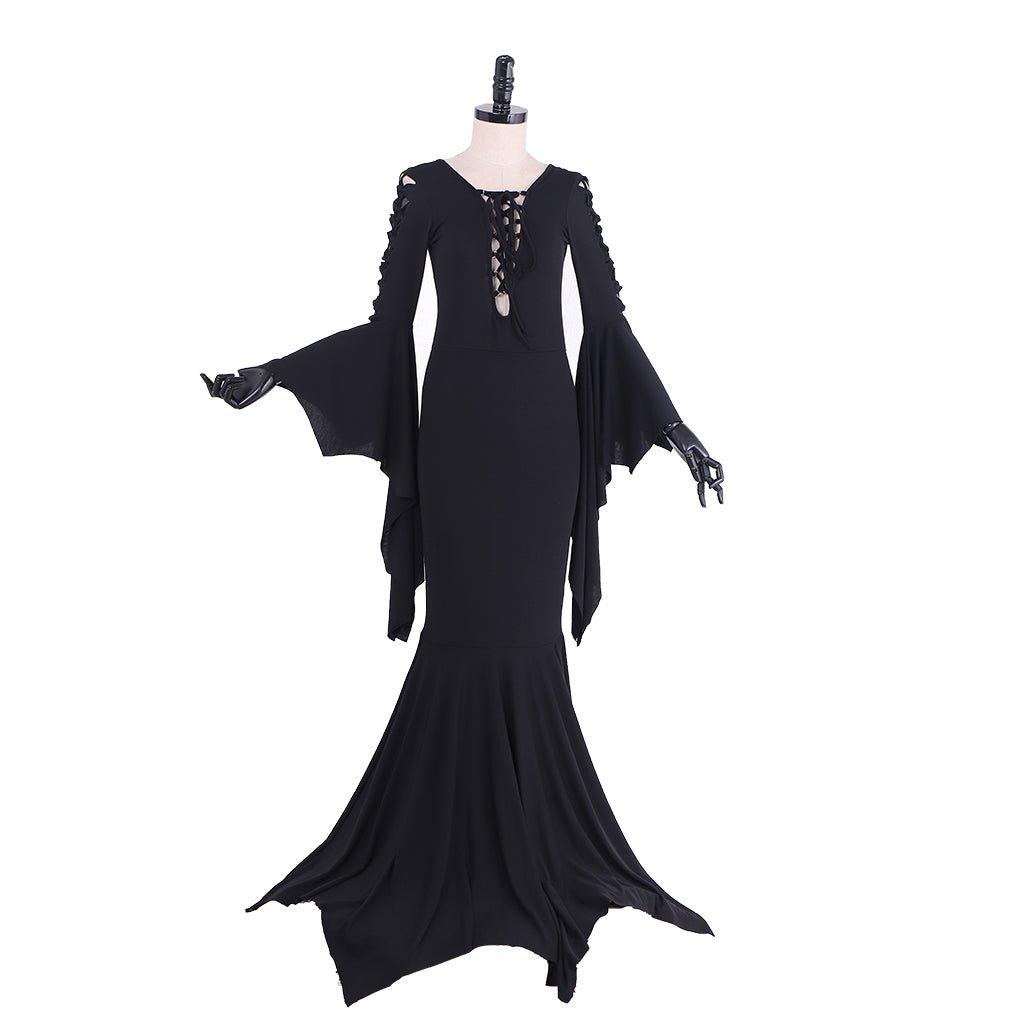 Morticia Addams Costume Dress | Gothic Vintage Floor - Length Cosplay for Halloween, Themed Parties & TV Show Fans - Coscosmos