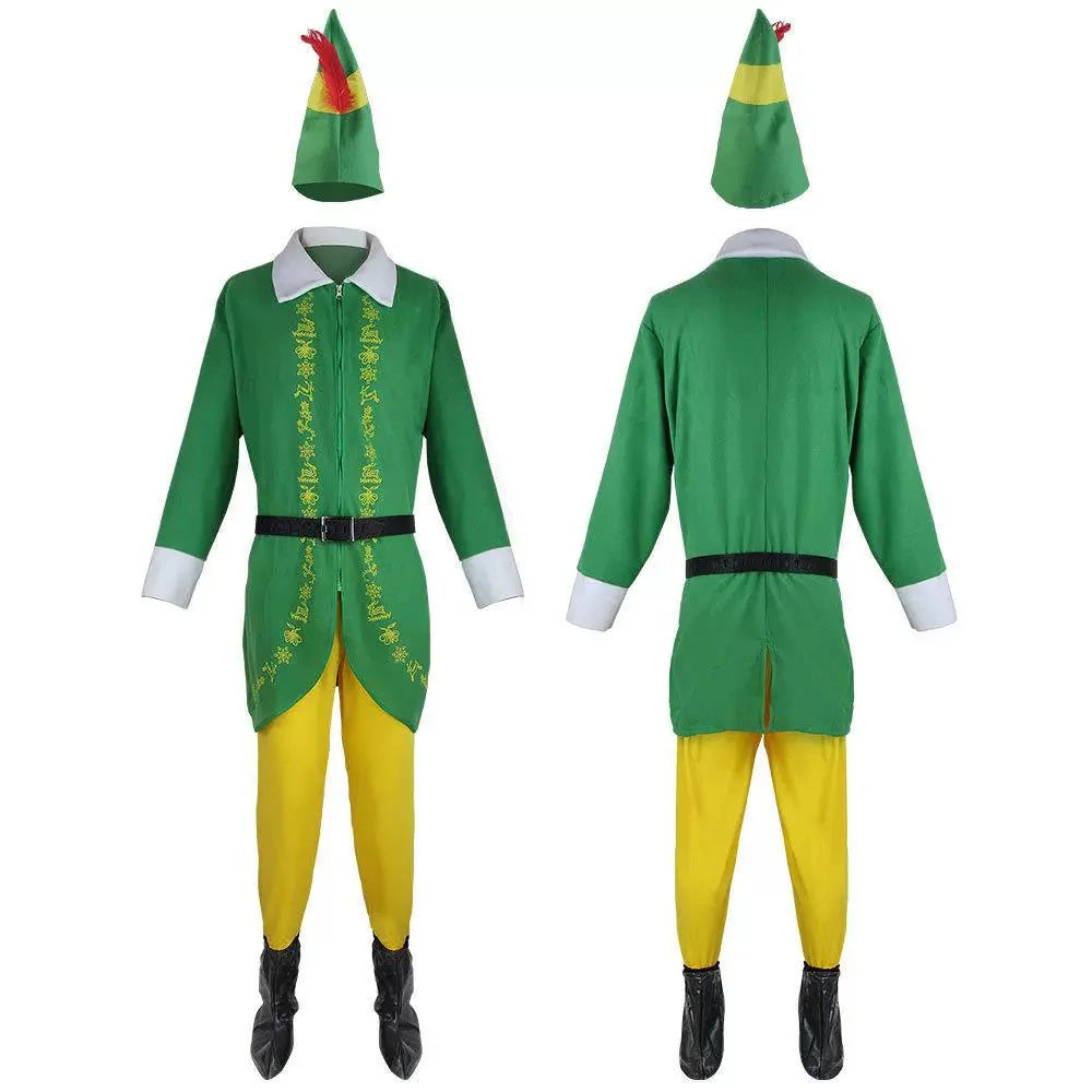 New Christmas Cosplay Costume | Santa Claus Elf Outfit | Festive Green Elf Anime Costume for Men - Coscosmos