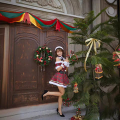 Stylish Halloweez Christmas Costumes - Sexy Festive Party Outfits with Cape Queen Plaid - Halloweez