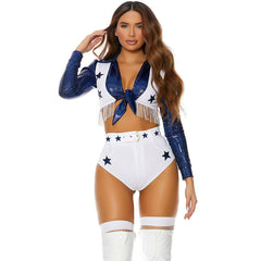 New Sexy Star Cheerleader Costume | Football Soccer Babe Performance Outfit | Halloween Cheerleading Cosplay - Coscosmos