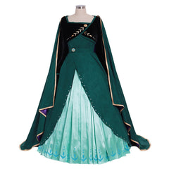 New Vision Frozen 2 Queen Anna Dark Green Dress Cosplay Costume | Adult Disney Princess Outfit - Coscosmos