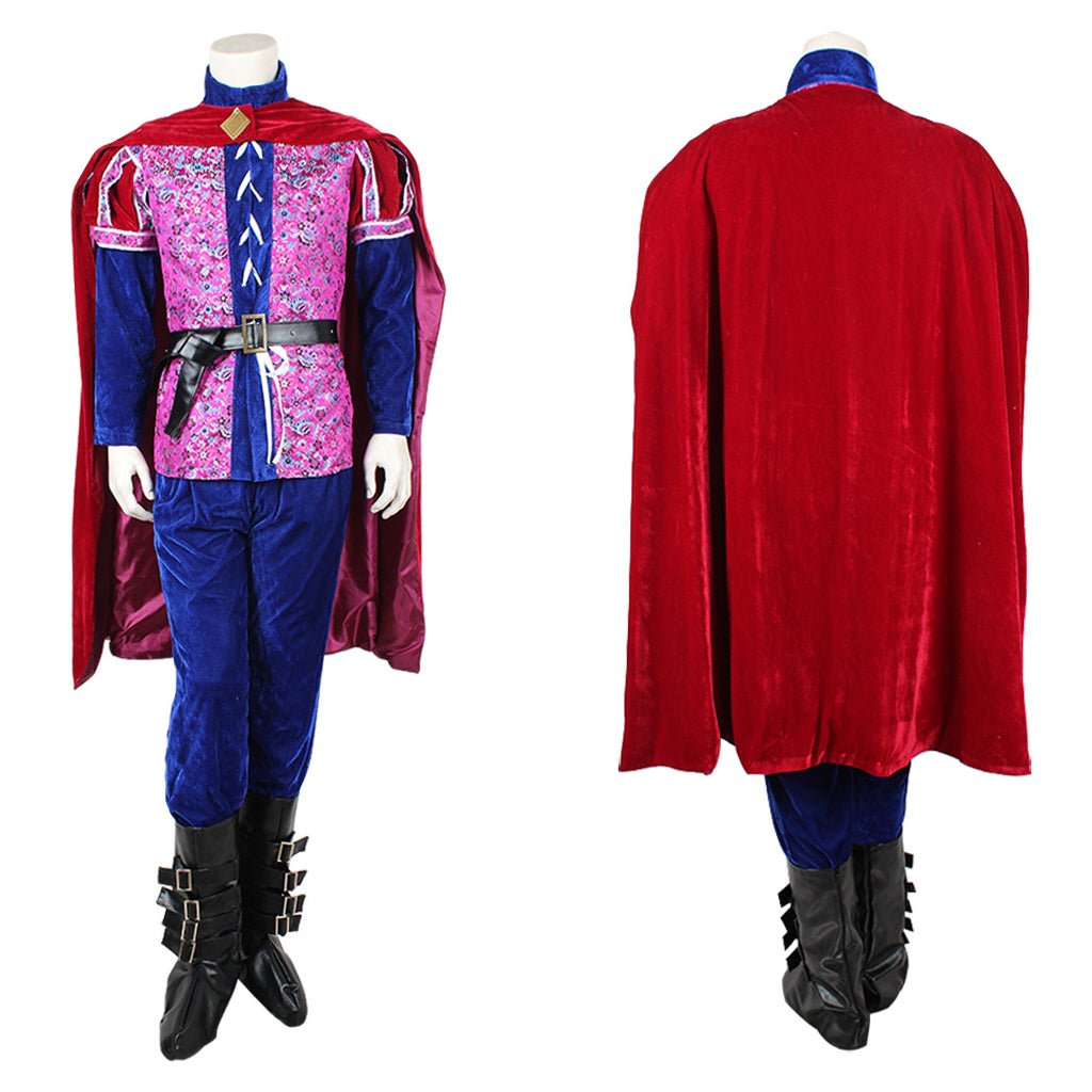 Once Upon a Time Prince Cosplay Costume | Men's Medieval Velvet Red and Blue Suit | Halloween and Party Full Set - Coscosmos