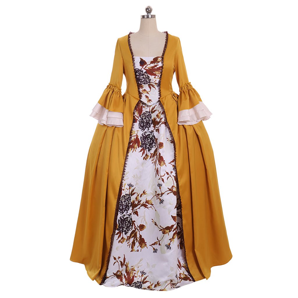 Outlander Claire Randall Cosplay Costume | Tudor Marie Antoinette Rococo Victorian Ball Gown | Women's Yellow Dress - Coscosmos