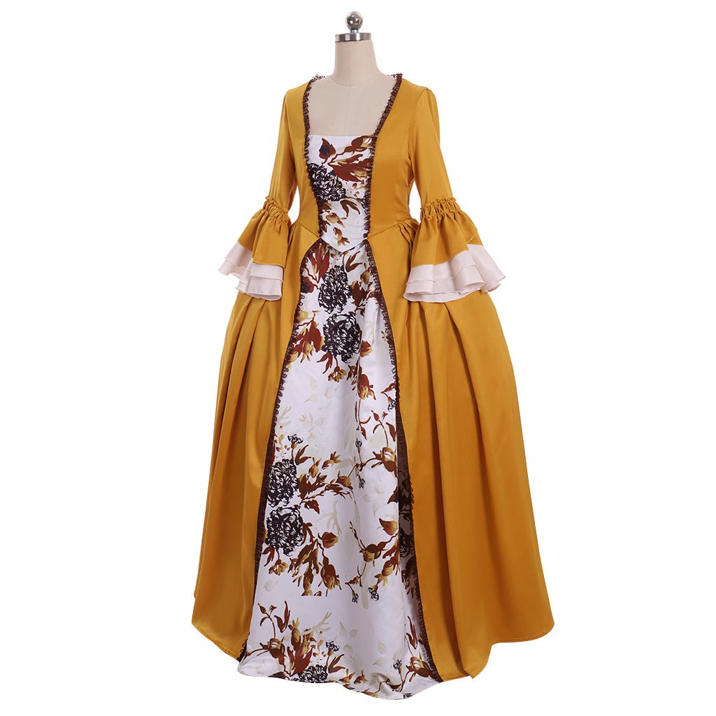 Outlander Claire Randall Cosplay Costume | Tudor Marie Antoinette Rococo Victorian Ball Gown | Women's Yellow Dress - Coscosmos