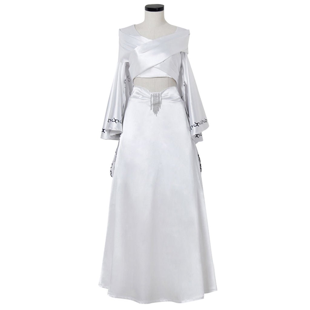 Padme Cosplay Amidala Costume Chite Dress Crop Top And Skirt Suit Padme Sexy White Dress Halloween Party Ball Gown - Coscosmos