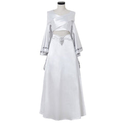 Padme Cosplay Amidala Costume Chite Dress Crop Top And Skirt Suit Padme Sexy White Dress Halloween Party Ball Gown - Coscosmos