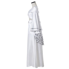 Padme Cosplay Amidala Costume Chite Dress Crop Top And Skirt Suit Padme Sexy White Dress Halloween Party Ball Gown - Coscosmos