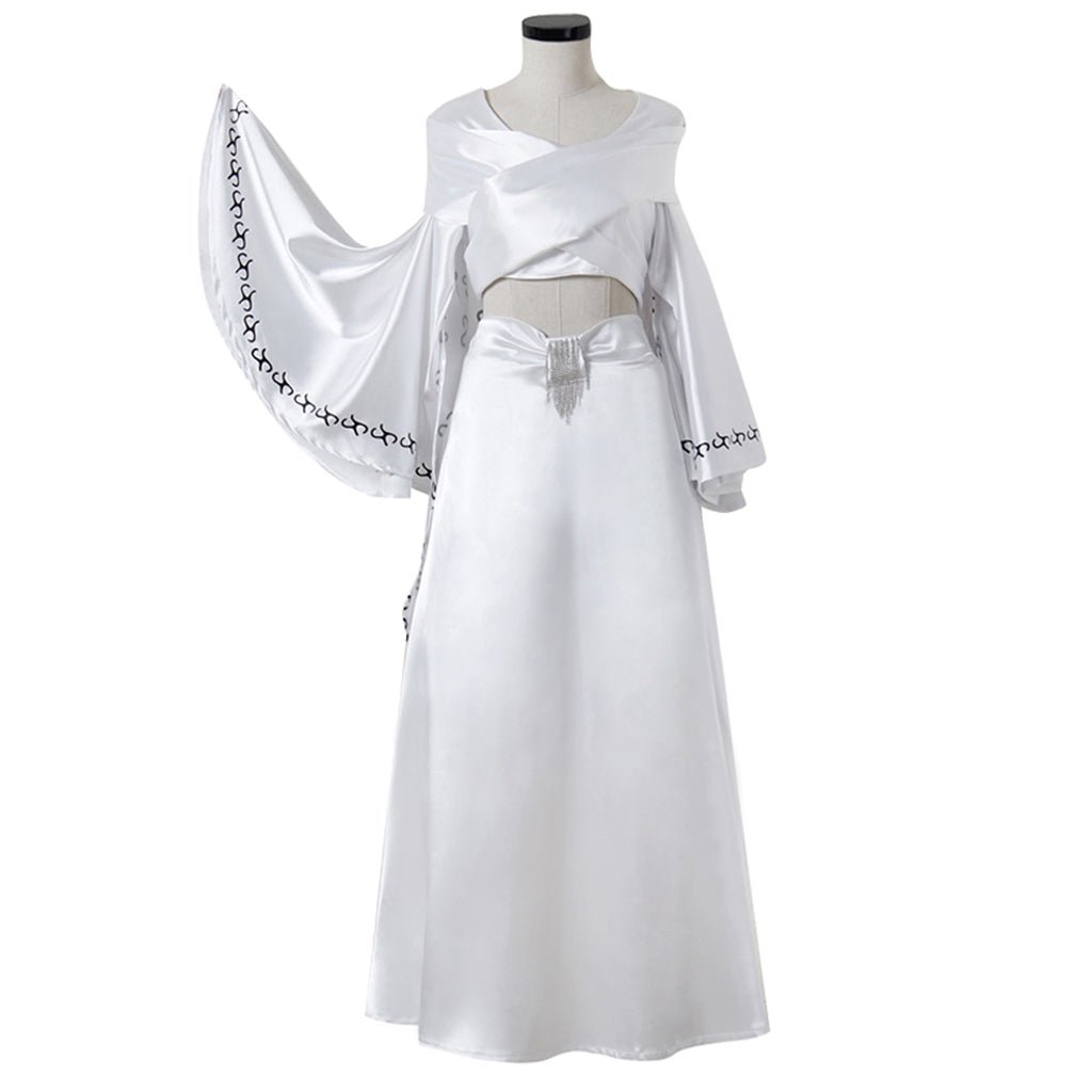 Padme Cosplay Amidala Costume Chite Dress Crop Top And Skirt Suit Padme Sexy White Dress Halloween Party Ball Gown - Coscosmos