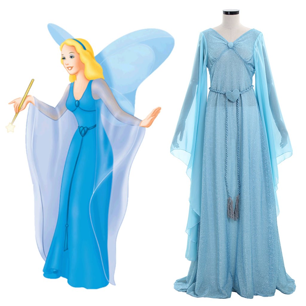 Pinocchio Blue Fairy Costume for Women | Enchanting Blue Dress with Headband | Disney Cosplay Outfit - Coscosmos