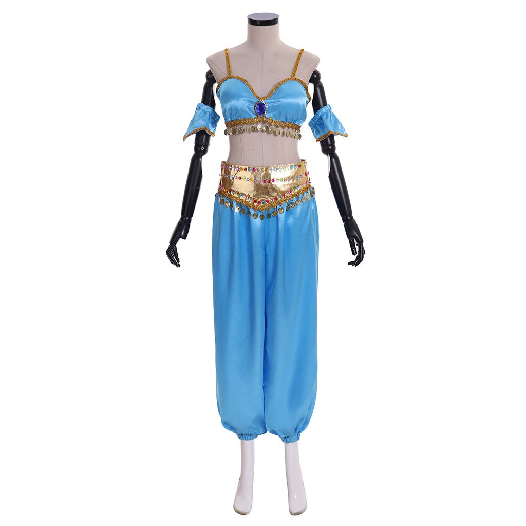 Princess Jasmine Cosplay Costume with Cape | Disney Aladdin Outfit for Halloween & Themed Parties - Coscosmos