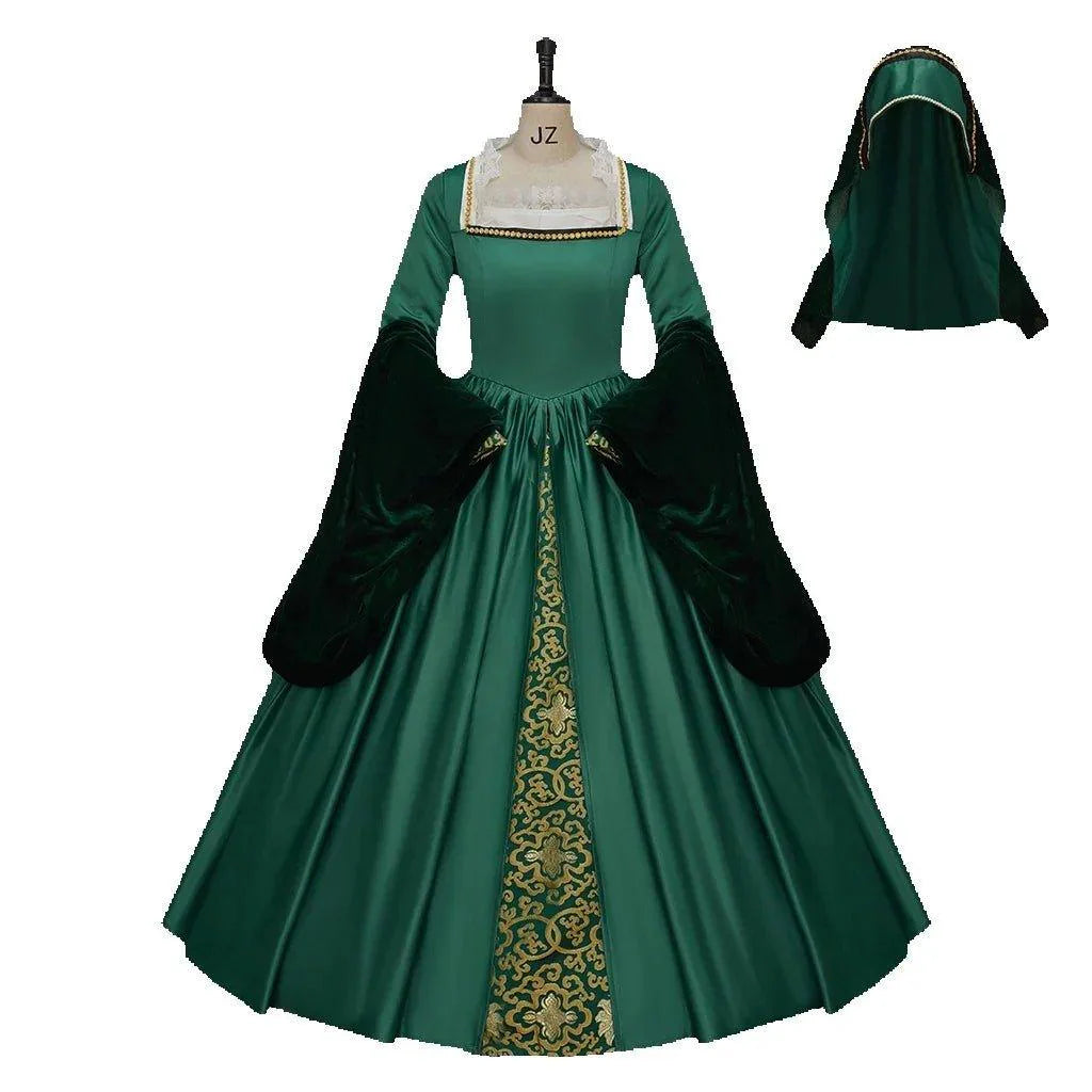 Queen Elizabeth Tudor Green Cosplay Costume - Inspired Dress L321 - Coscosmos