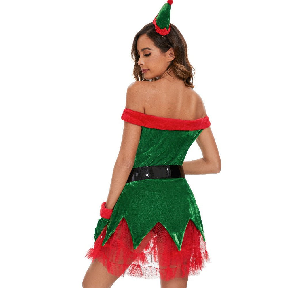 Elegant Red and Green Christmas Tree-Shaped Christmas Clothes - Halloweez Merry Christmas Uniforms - Halloweez