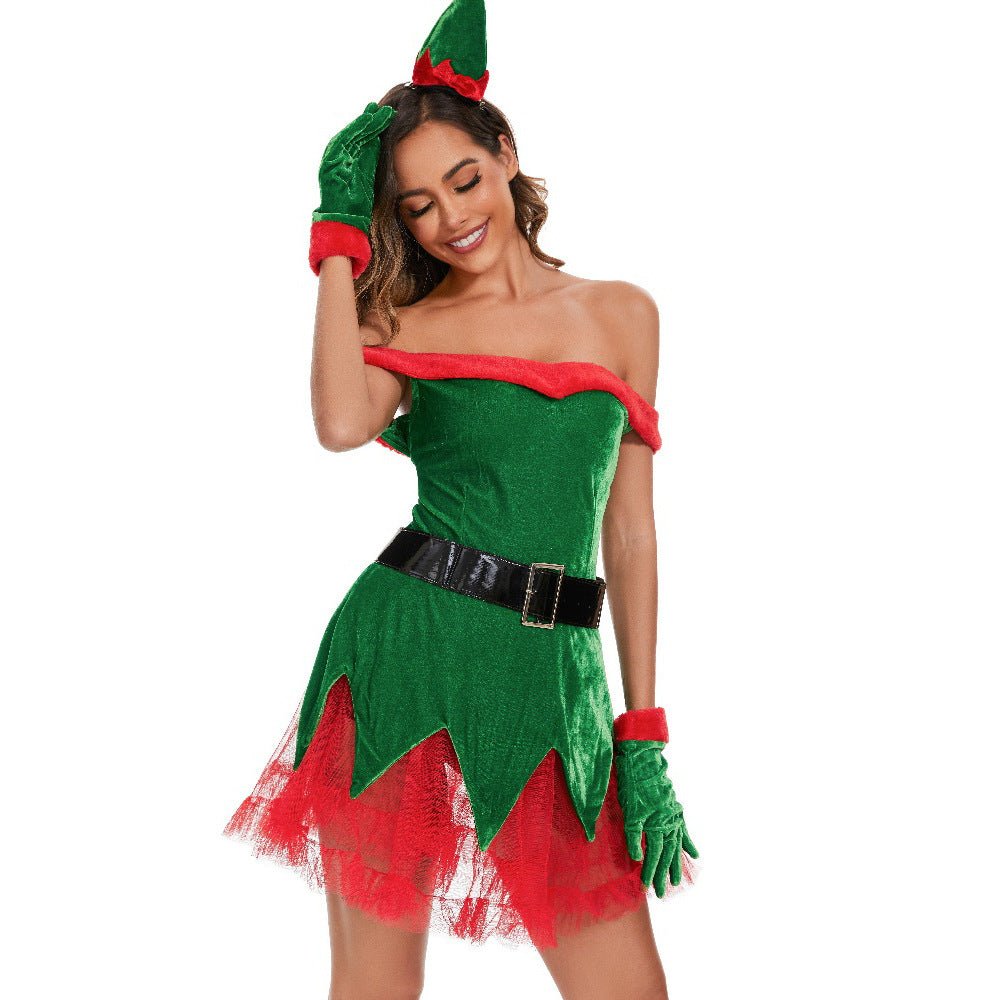Elegant Red and Green Christmas Tree-Shaped Christmas Clothes - Halloweez Merry Christmas Uniforms - Halloweez