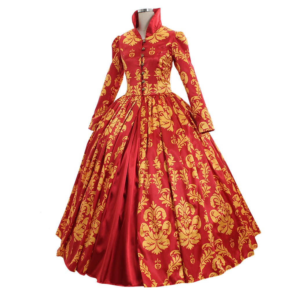 Red Renaissance Medieval Wedding Party Dress | Custom - Made Women’s Ball Gown Dance Costume - Coscosmos