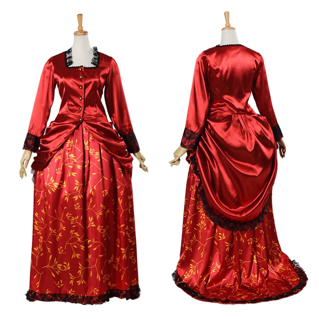 Red Victorian Ball Gown with Bustle | Cosplay & 19th - Century Costume for Reenactments - Coscosmos