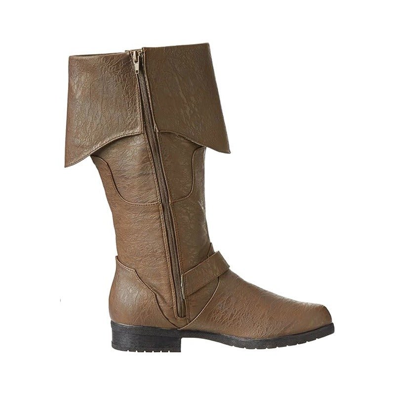 Halloweez Knight Boots - Long Shaft PU Leather Medieval Shoes for Cosplay, Viking, and Pirate Themed Events - Halloweez