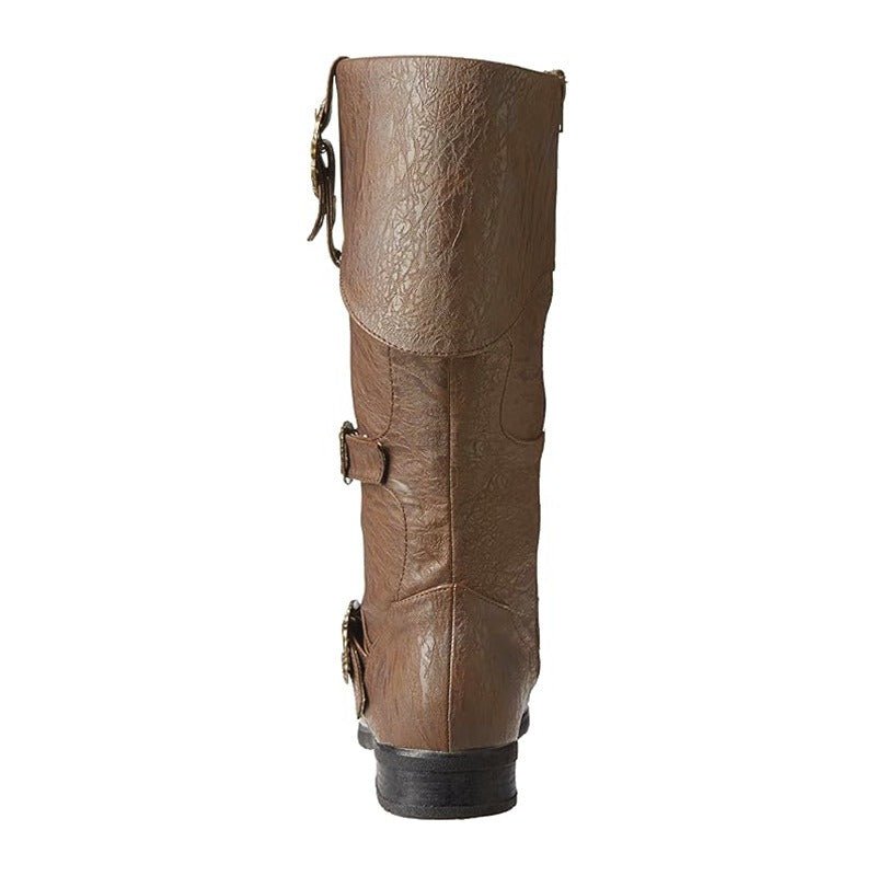 Halloweez Knight Boots - Long Shaft PU Leather Medieval Shoes for Cosplay, Viking, and Pirate Themed Events - Halloweez