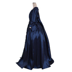 Rococo Colonial Georgian Day Court Gown | 18th Century Marie Antoinette Blue Dress | Victorian Sack Back Ball Gown - Coscosmos