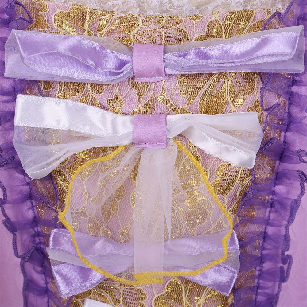 Rococo Purple Dress with Digital Print - Coscomos' Elegant Taffeta Costume - Coscosmos