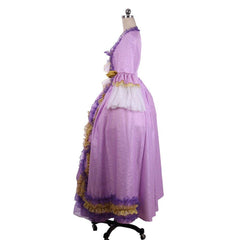 Rococo Purple Dress with Digital Print - Coscomos' Elegant Taffeta Costume - Coscosmos