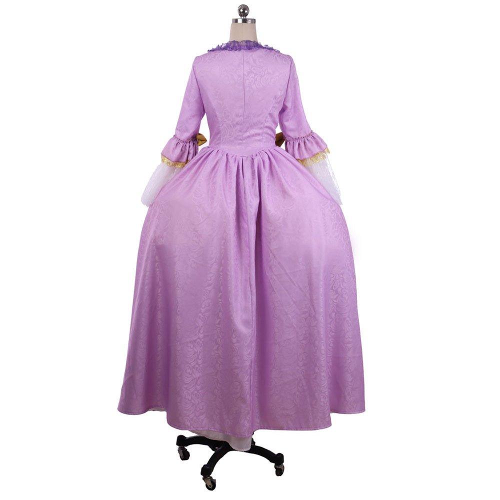 Rococo Purple Dress with Digital Print - Coscomos' Elegant Taffeta Costume - Coscosmos