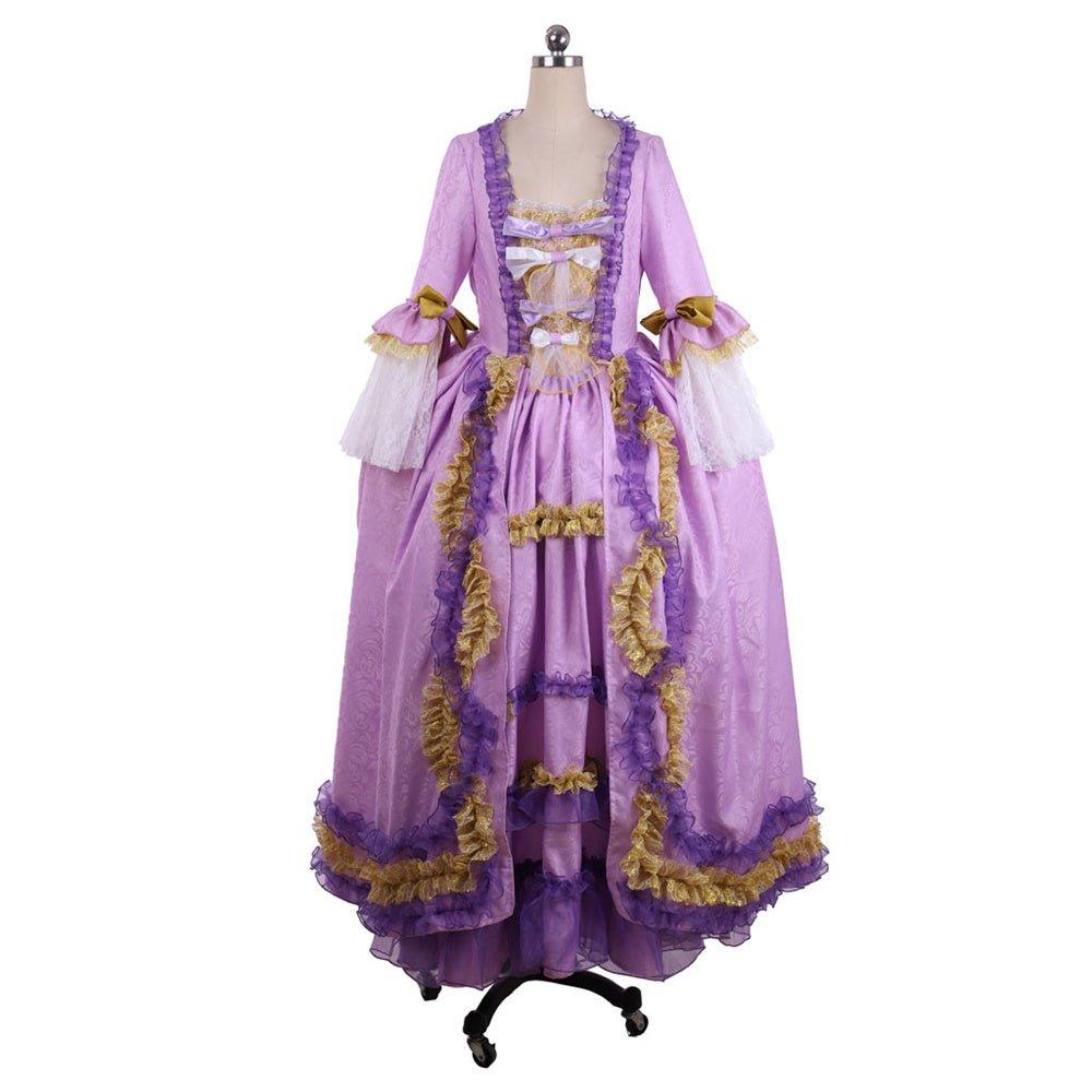 Rococo Purple Dress with Digital Print - Coscomos' Elegant Taffeta Costume - Coscosmos