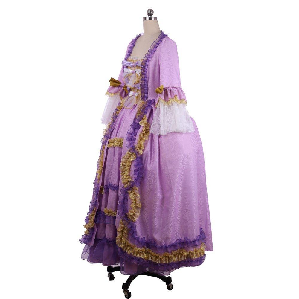 Rococo Purple Dress with Digital Print - Coscomos' Elegant Taffeta Costume - Coscosmos