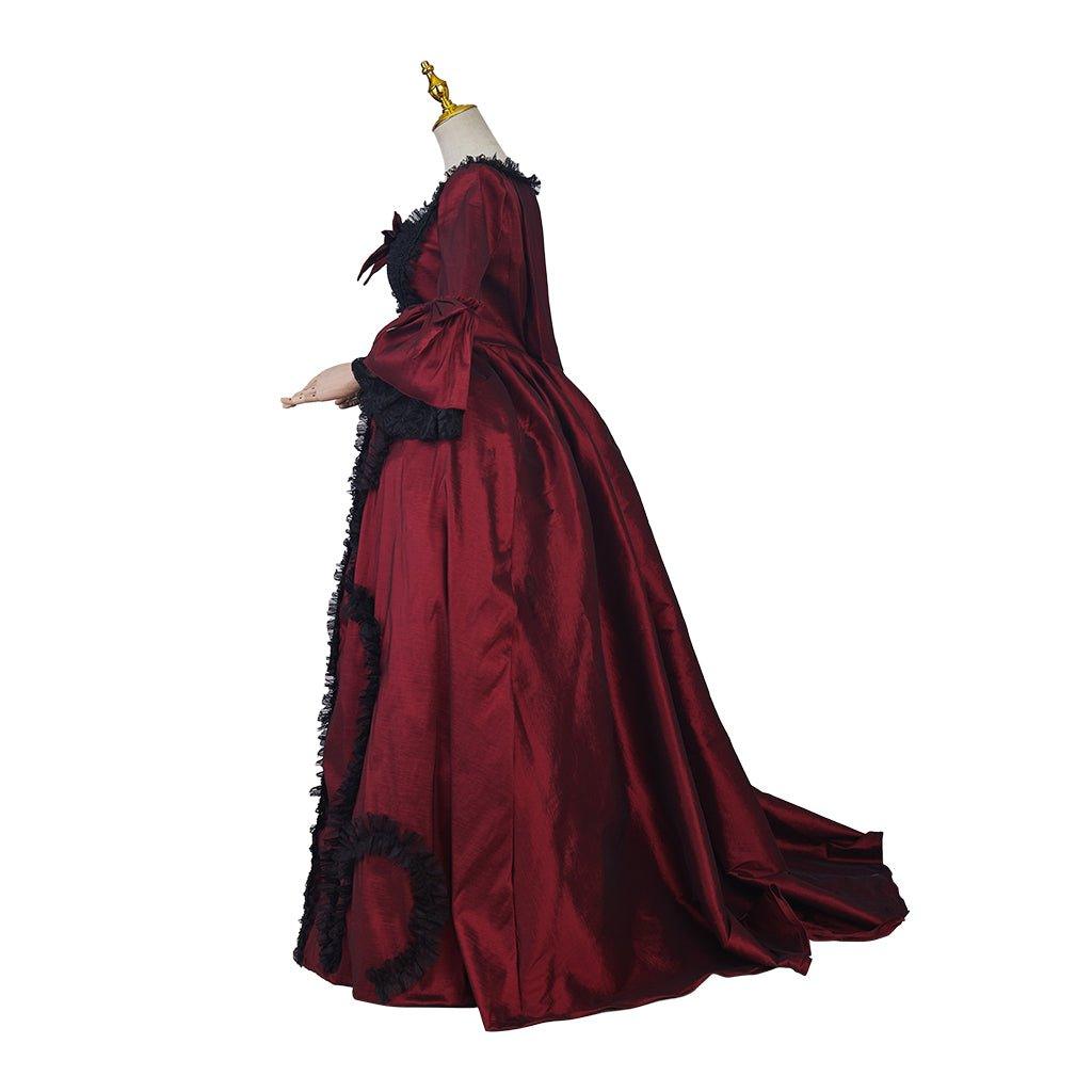 Rococo Rose Red Ball Gown | Vintage Princess Colonial Period Costume for Cosplay, Halloween, Parties, and Performances - Coscosmos