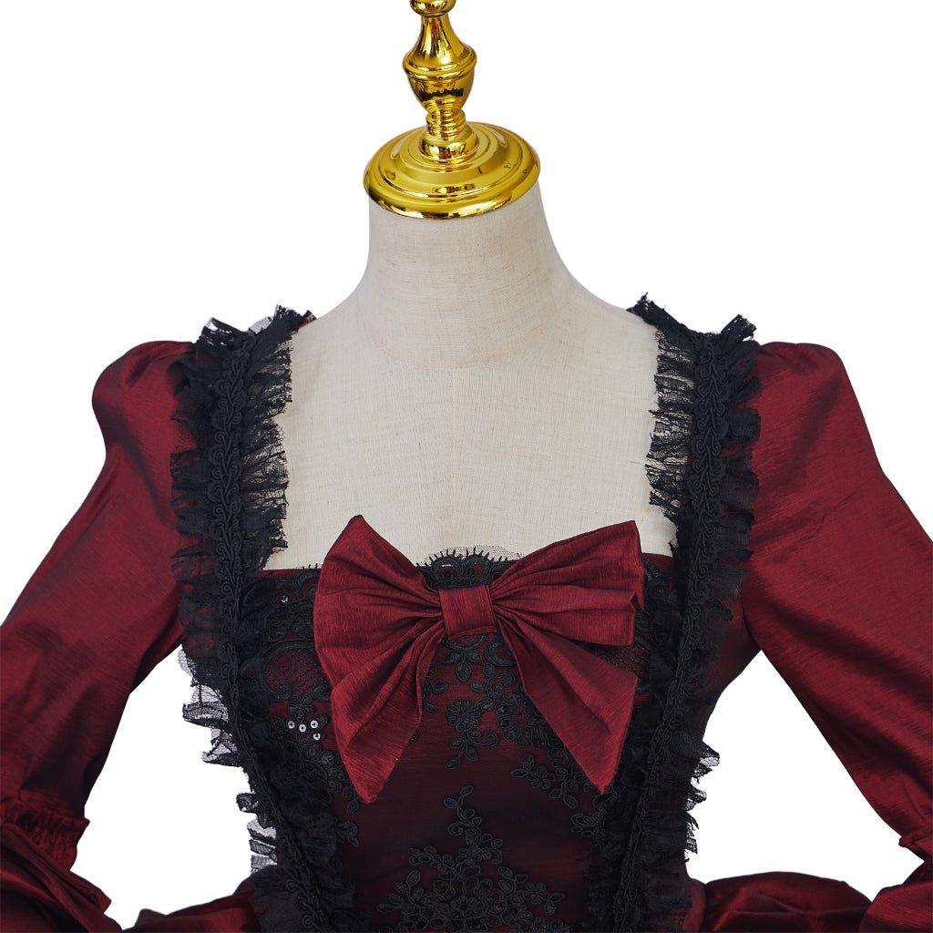 Rococo Rose Red Ball Gown | Vintage Princess Colonial Period Costume for Cosplay, Halloween, Parties, and Performances - Coscosmos