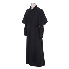 Roman Black Priest Cosplay Robe - Medieval Clergyman Vestments & Gothic Wizard Costume - Coscosmos