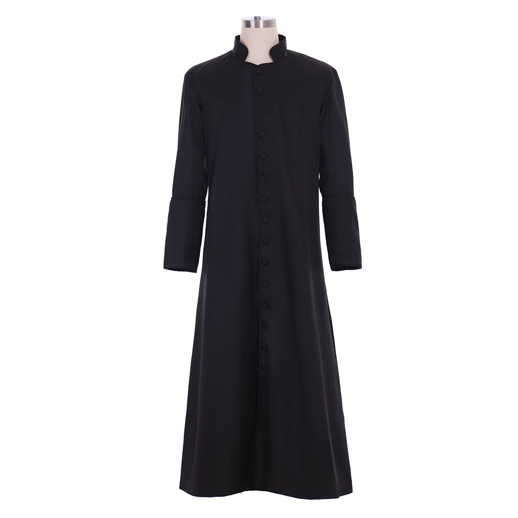 Roman Black Priest Cosplay Robe - Medieval Clergyman Vestments & Gothic Wizard Costume - Coscosmos