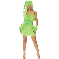 Embrace the Festive Spirit with the S-XL Green Hair Monster Costume by Halloweez - Halloweez