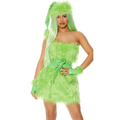 Embrace the Festive Spirit with the S-XL Green Hair Monster Costume by Halloweez - Halloweez