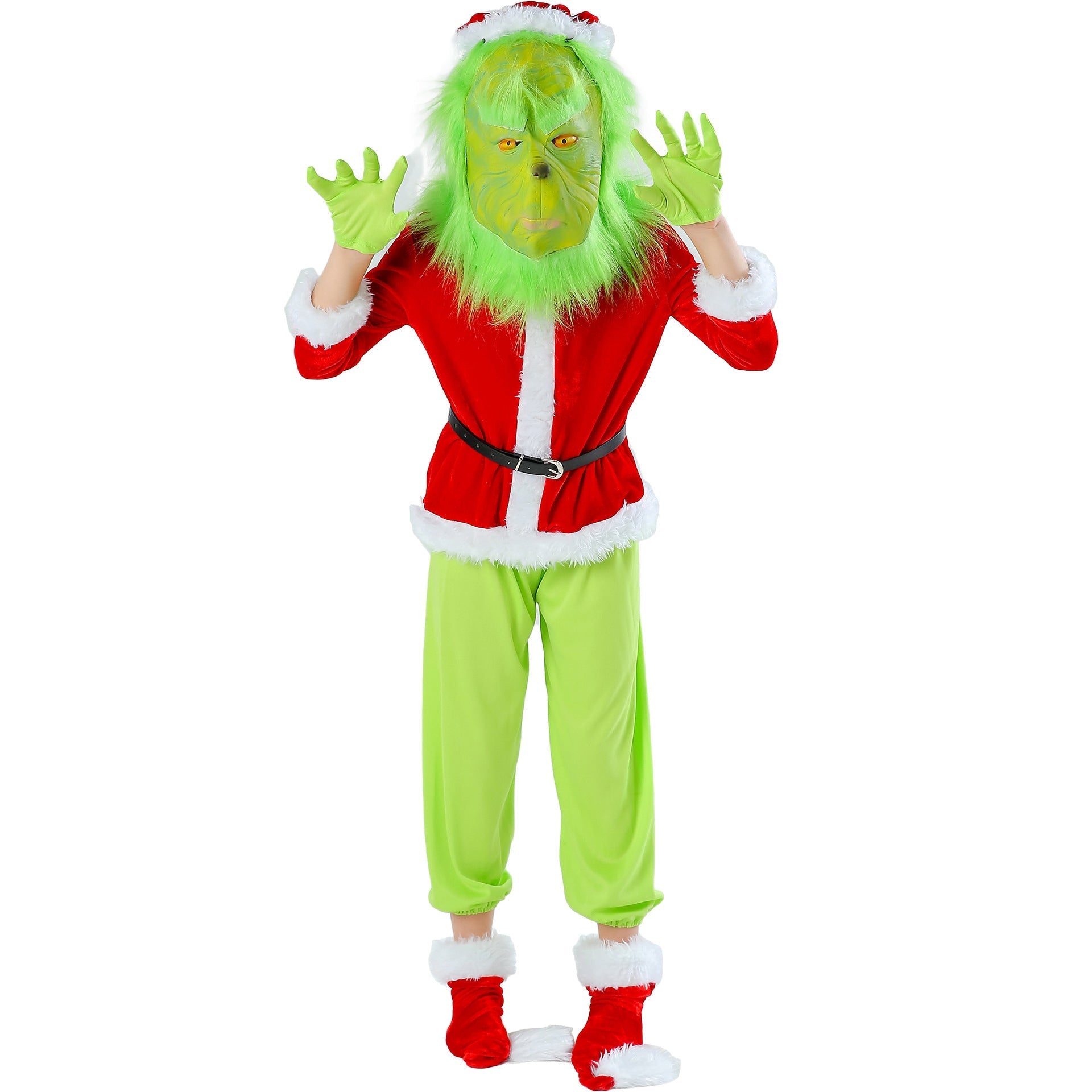 Halloweez Kids' Christmas Outfit - Green Hair Monster Grinch Girls' Christmas Set - Halloweez