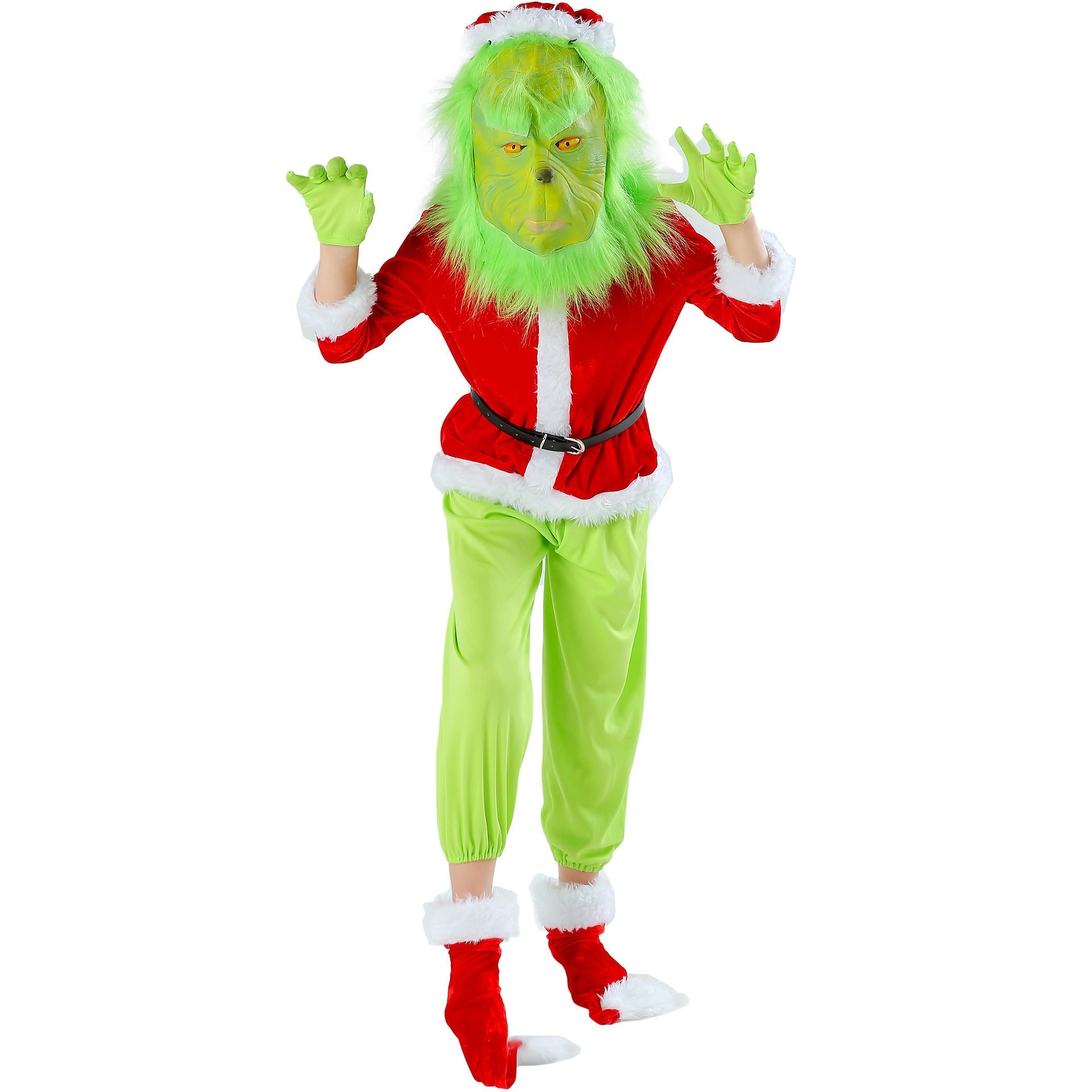 Halloweez Kids' Christmas Outfit - Green Hair Monster Grinch Girls' Christmas Set - Halloweez