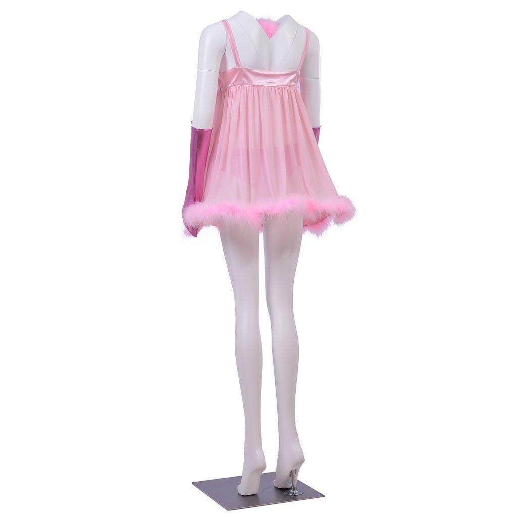 Sexy Pink Fembot Cosplay Costume | Women's Robot Costume with Feather Lingerie Set for Halloween & Parties - Coscosmos