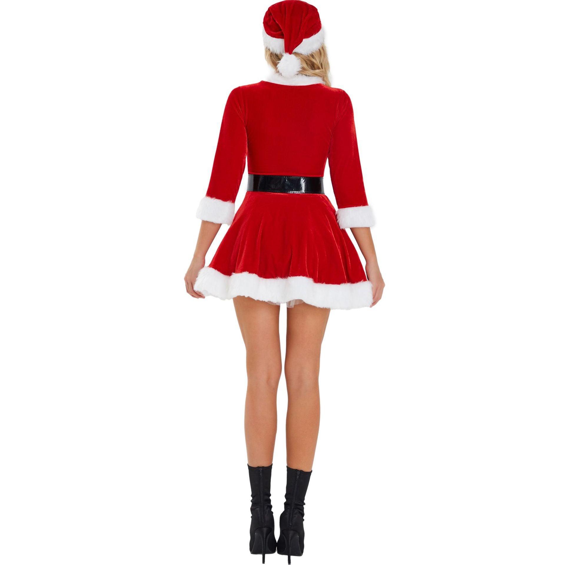 Glittering Sequin Christmas Costume for Women - Halloweez Sexy Santa Suit for Party & Performance - Halloweez