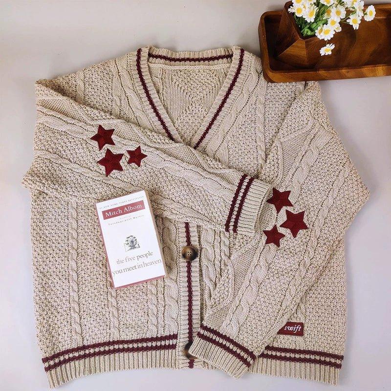 Taylor Swift Inspired Knit Wool Cardigan | Cozy Christmas Sweater for Women - Coscosmos