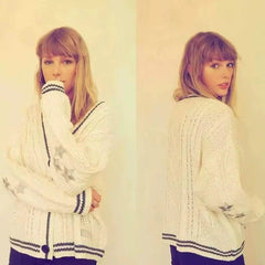 Taylor Swift Inspired Knit Wool Cardigan | Cozy Christmas Sweater for Women - Coscosmos