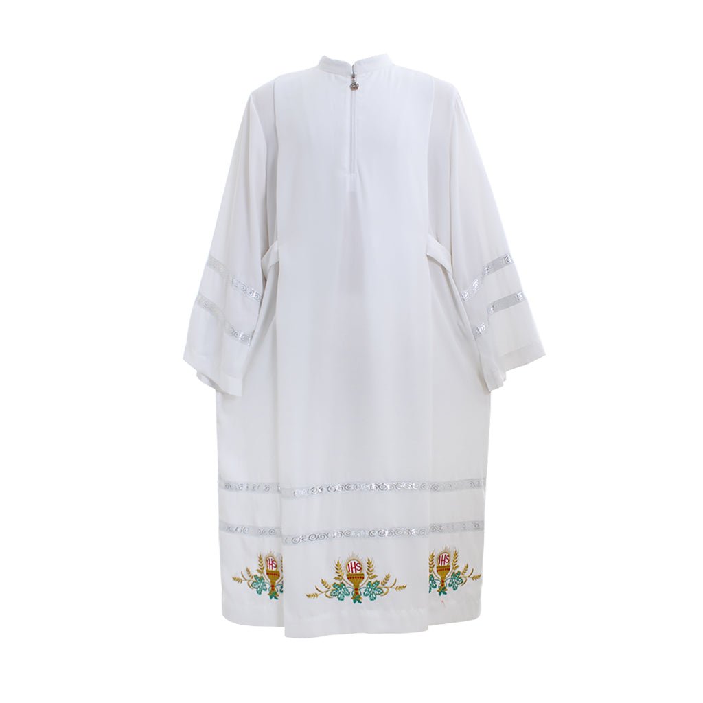 Traditional Catholic Priest Chasuble Cosplay Costume - Embroidered Clergy ALB Vestments - Coscosmos