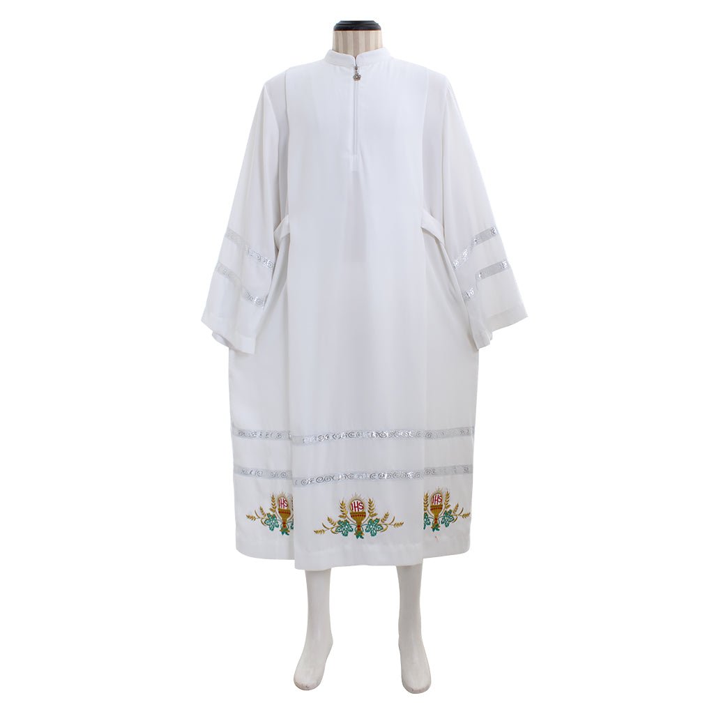 Traditional Catholic Priest Chasuble Cosplay Costume - Embroidered Clergy ALB Vestments - Coscosmos