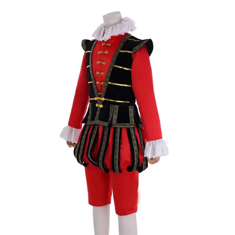 Tudor King Cosplay Costume - Red Elizabethan Noblemen’s Suit for Medieval Events - Coscosmos