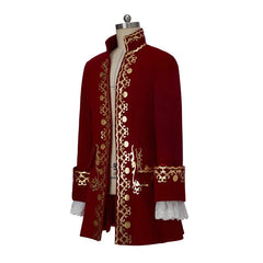 Tudor King Prince Rococo Costume - Red Velvet Colonial Noble Regent Uniform | Coscomos Custom Series - Coscosmos