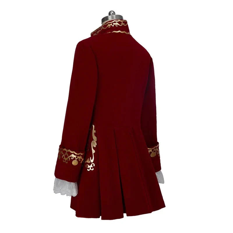 Tudor King Prince Rococo Costume - Red Velvet Colonial Noble Regent Uniform | Coscomos Custom Series - Coscosmos