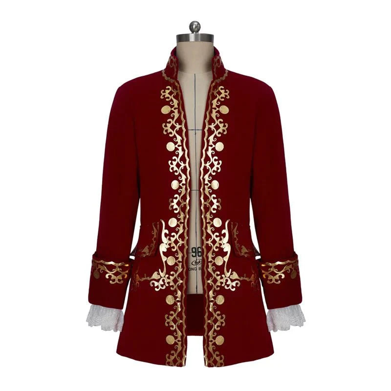 Tudor King Prince Rococo Costume - Red Velvet Colonial Noble Regent Uniform | Coscomos Custom Series - Coscosmos