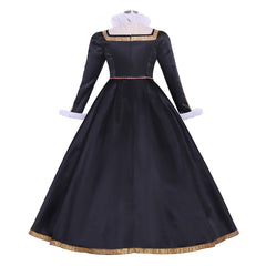 Tudor Queen Elizabeth Cosplay Costume | Black - White Women’s Tudor Ball Gown for Historical Events - Coscosmos