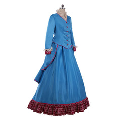 Victorian Blue Civil War Bustle Ball Gown Costume | Custom - Made Historical Dress for Women - Coscosmos