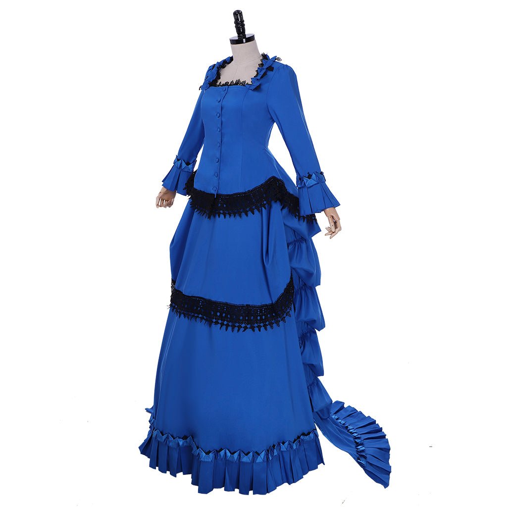 Victorian Bustle Gown Dress | Medieval Renaissance Blue Victorian Dress - Coscosmos